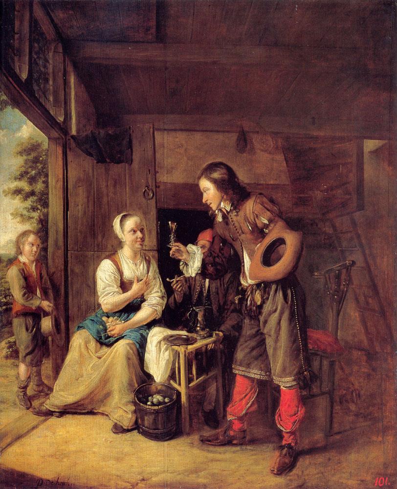 Pieter de Hooch A Man Offering a Glass of Wine to a Woman